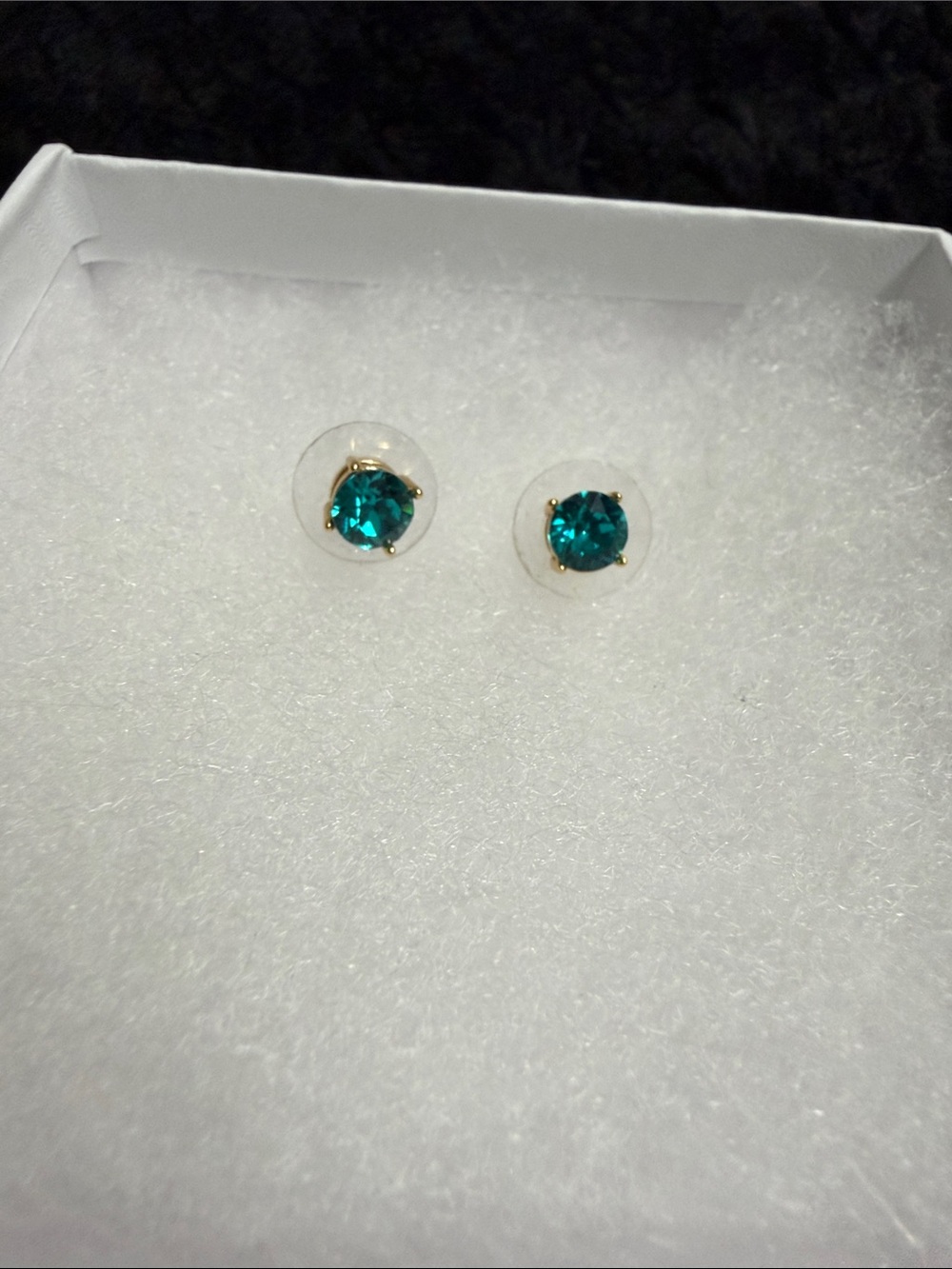 Gold-Teal Crystal Stud Earrings - Women Jewelry